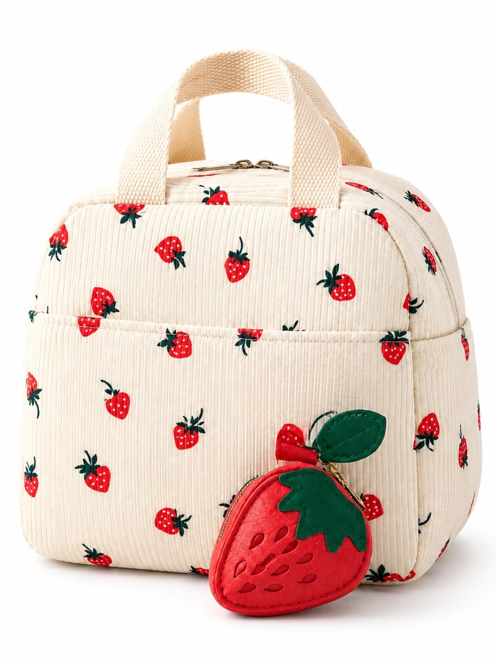 Strawberry Lunch Bag + Mini Strawberry Keychain Pouch 2-Piece Set